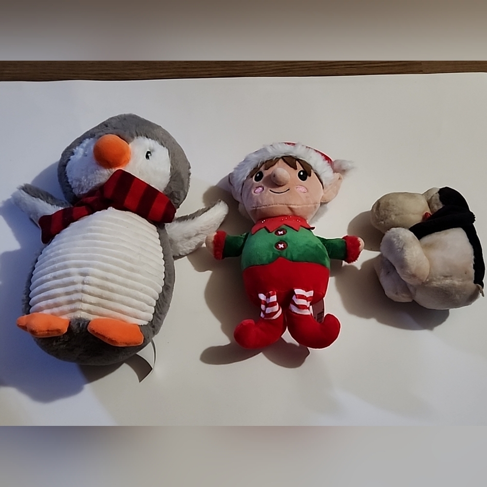 Source Unknown Plush Trio - Penguin, Elf, and Dog